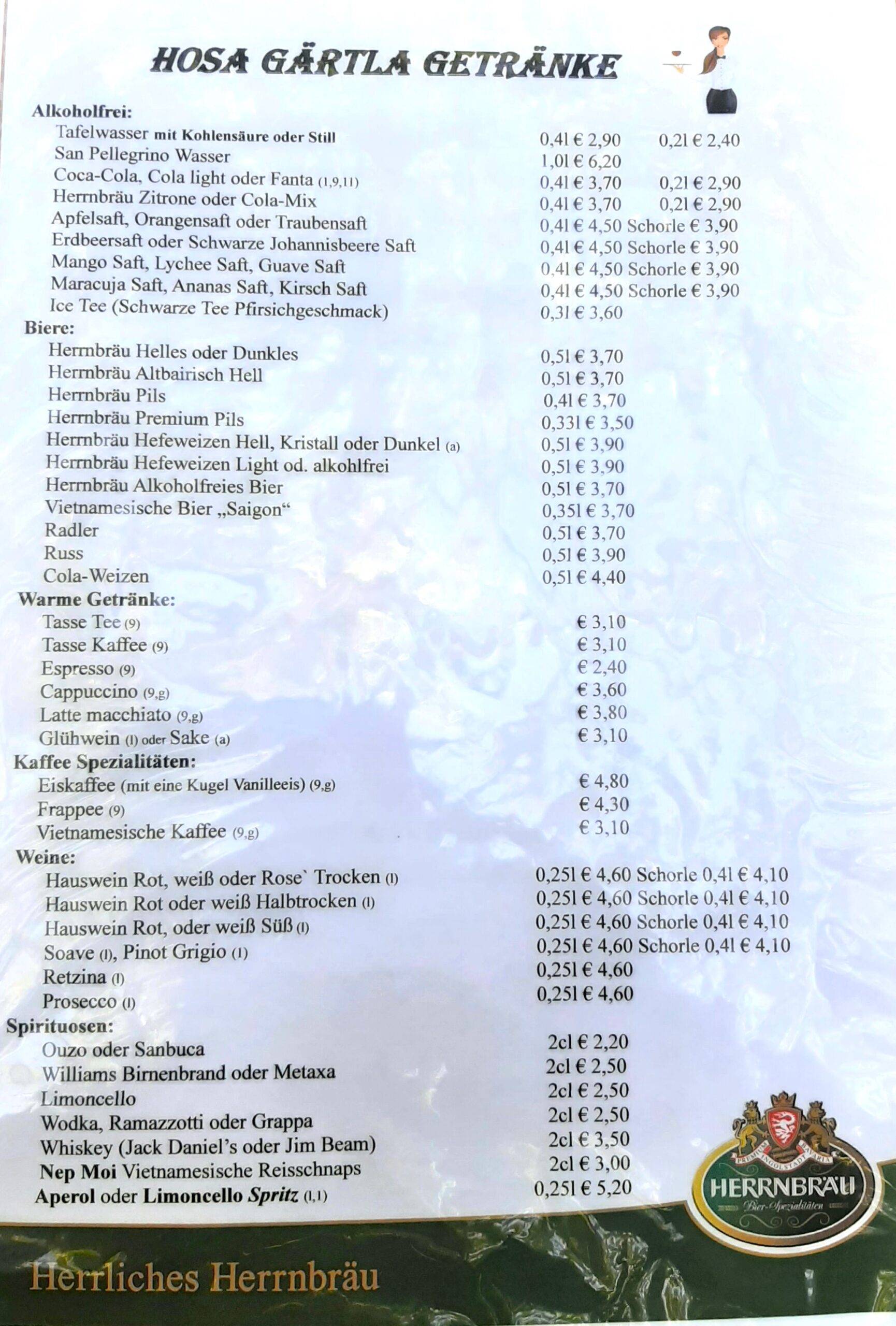 Hosa-Gärtla Asiatische Restaurant Speisekarte 2